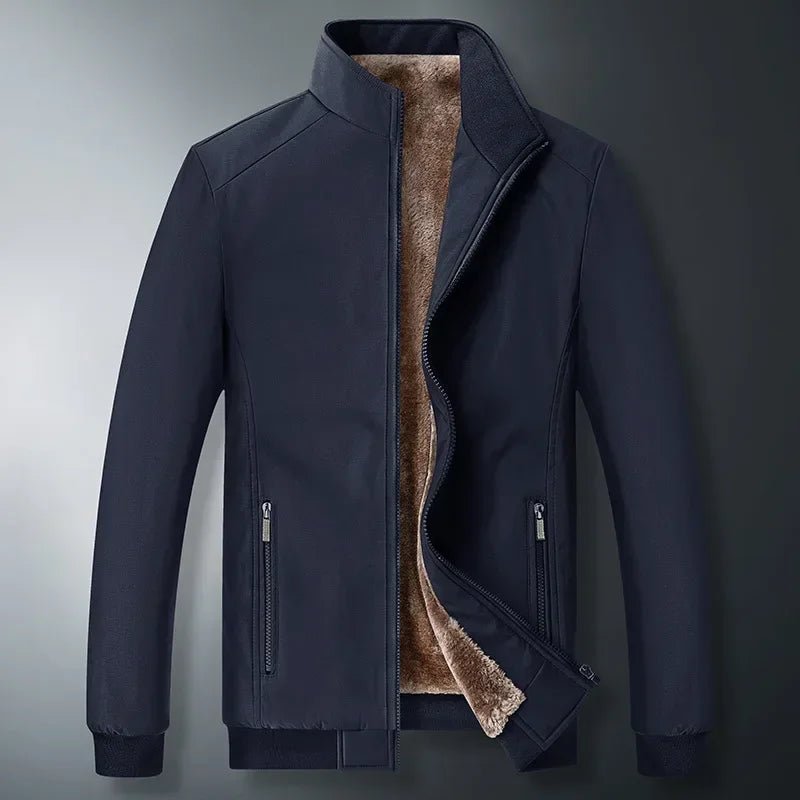 BROWON Brand Jacket for Men Fashion Stand Collar Business Casual Clothes Man 2025 New Solid Color Fleece Warm Winter Jacket Men - PratSN