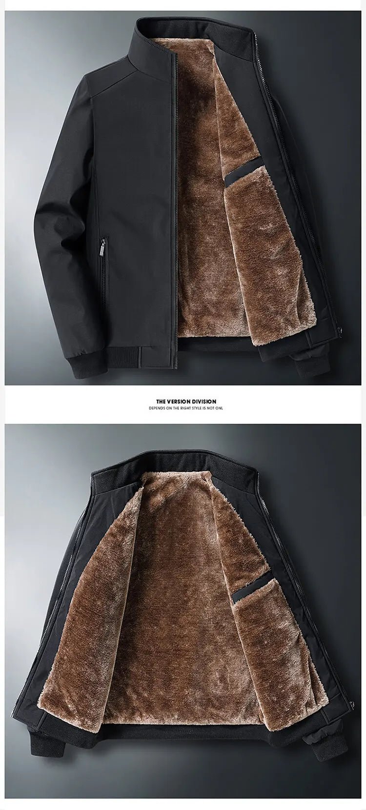 BROWON Brand Jacket for Men Fashion Stand Collar Business Casual Clothes Man 2025 New Solid Color Fleece Warm Winter Jacket Men - PratSN