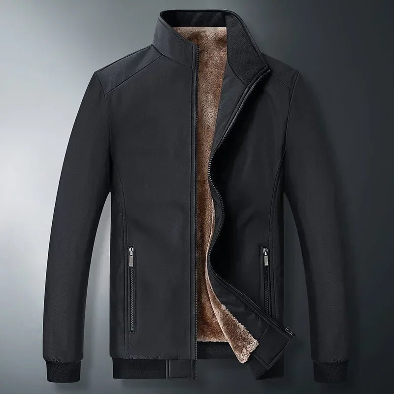 BROWON Brand Jacket for Men Fashion Stand Collar Business Casual Clothes Man 2025 New Solid Color Fleece Warm Winter Jacket Men - PratSN