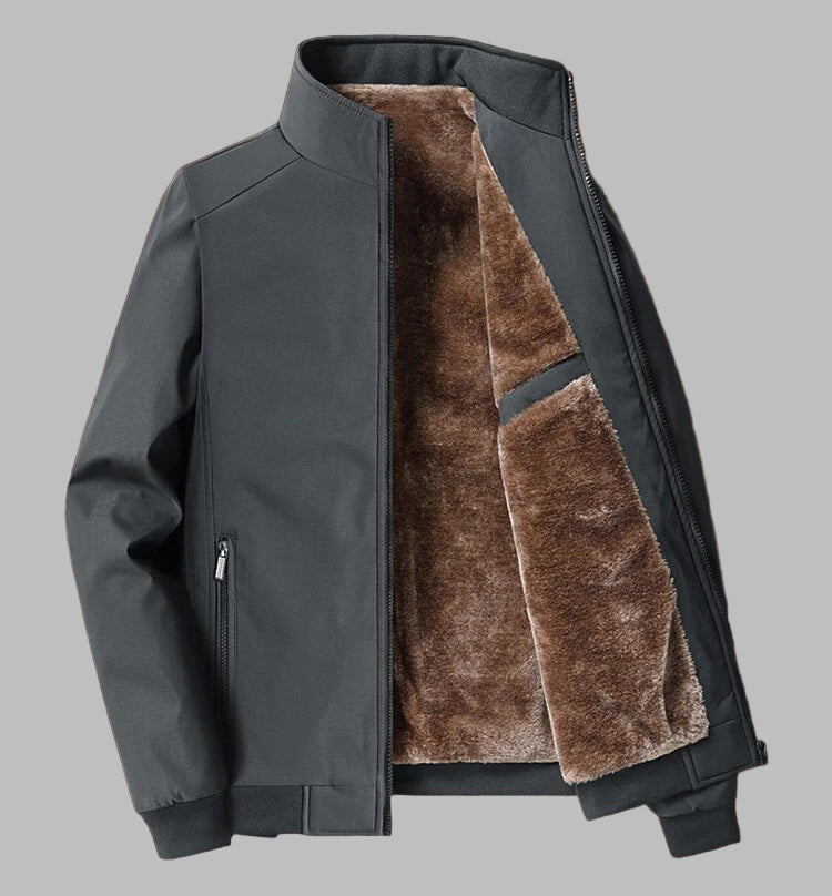 BROWON Brand Jacket for Men Fashion Stand Collar Business Casual Clothes Man 2025 New Solid Color Fleece Warm Winter Jacket Men - PratSN