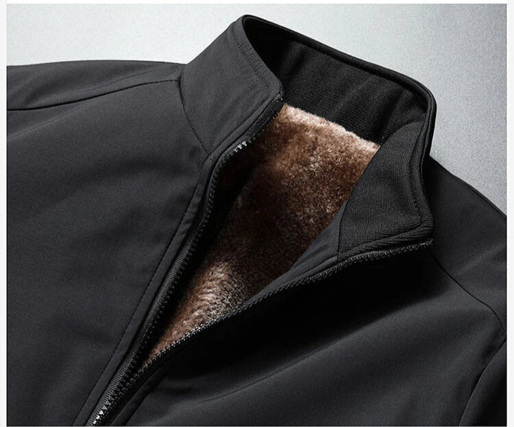 BROWON Brand Jacket for Men Fashion Stand Collar Business Casual Clothes Man 2025 New Solid Color Fleece Warm Winter Jacket Men - PratSN