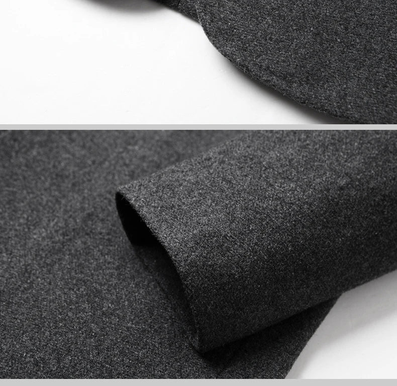 BROWON Brand Winter Coat Men Chinese Style Stand Collar Solid Coats for Men 2025 Autumn and Winter Business Casual Woolen Jacket - PratSN