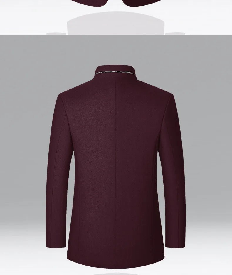 BROWON Brand Winter Coat Men Chinese Style Stand Collar Solid Coats for Men 2025 Autumn and Winter Business Casual Woolen Jacket - PratSN