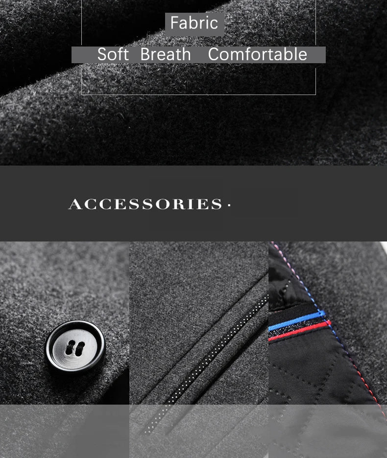 BROWON Brand Winter Coat Men Chinese Style Stand Collar Solid Coats for Men 2025 Autumn and Winter Business Casual Woolen Jacket - PratSN