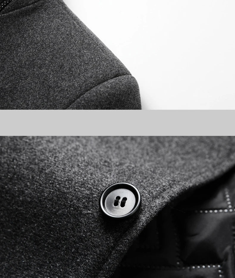 BROWON Brand Winter Coat Men Chinese Style Stand Collar Solid Coats for Men 2025 Autumn and Winter Business Casual Woolen Jacket - PratSN