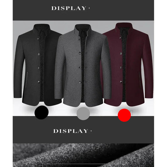BROWON Brand Winter Coat Men Chinese Style Stand Collar Solid Coats for Men 2025 Autumn and Winter Business Casual Woolen Jacket - PratSN