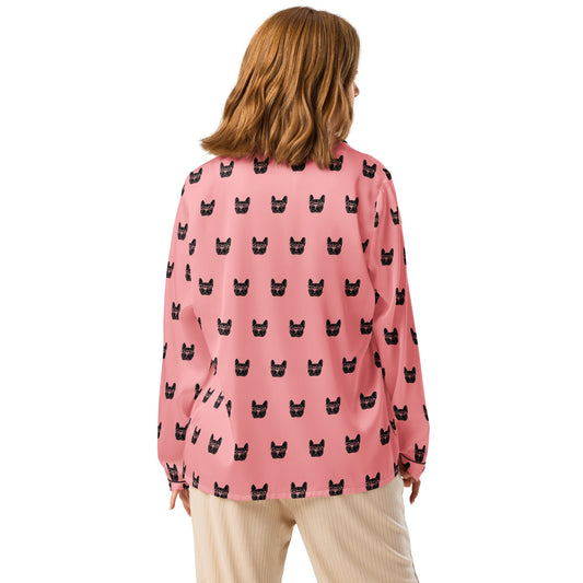 Bulldog pattern Women’s long sleeve pajama top - PratSN
