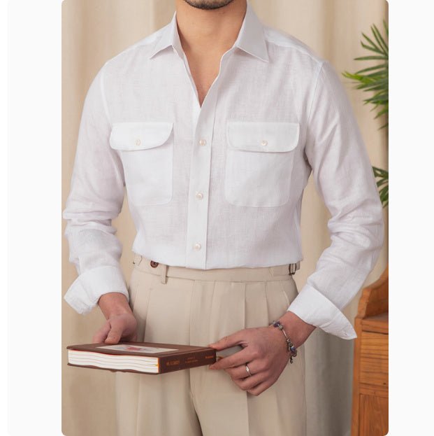 Business Gentry Casual Pure Linen Long - sleeved Shirt - PratSN