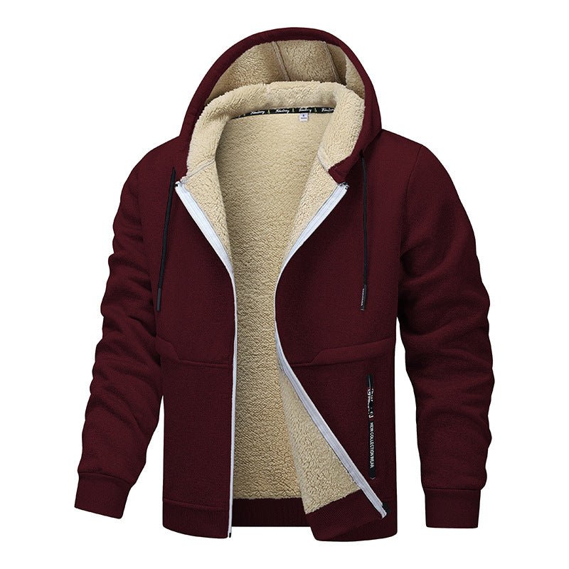 Casual Hoodies For Men Heavyweight Fleece Sweatshirt Winter Thick Sherpa Lined Hooded Zipper Jacket Thick Streetwear Coats - PratSN