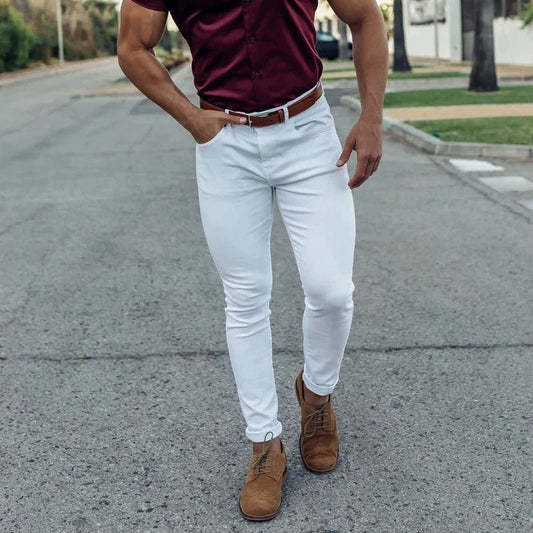 Casual Pants Slim Straight Leg Pants Men's High Waist Casual Pants Slim - Fitting Straight Pants - PratSN