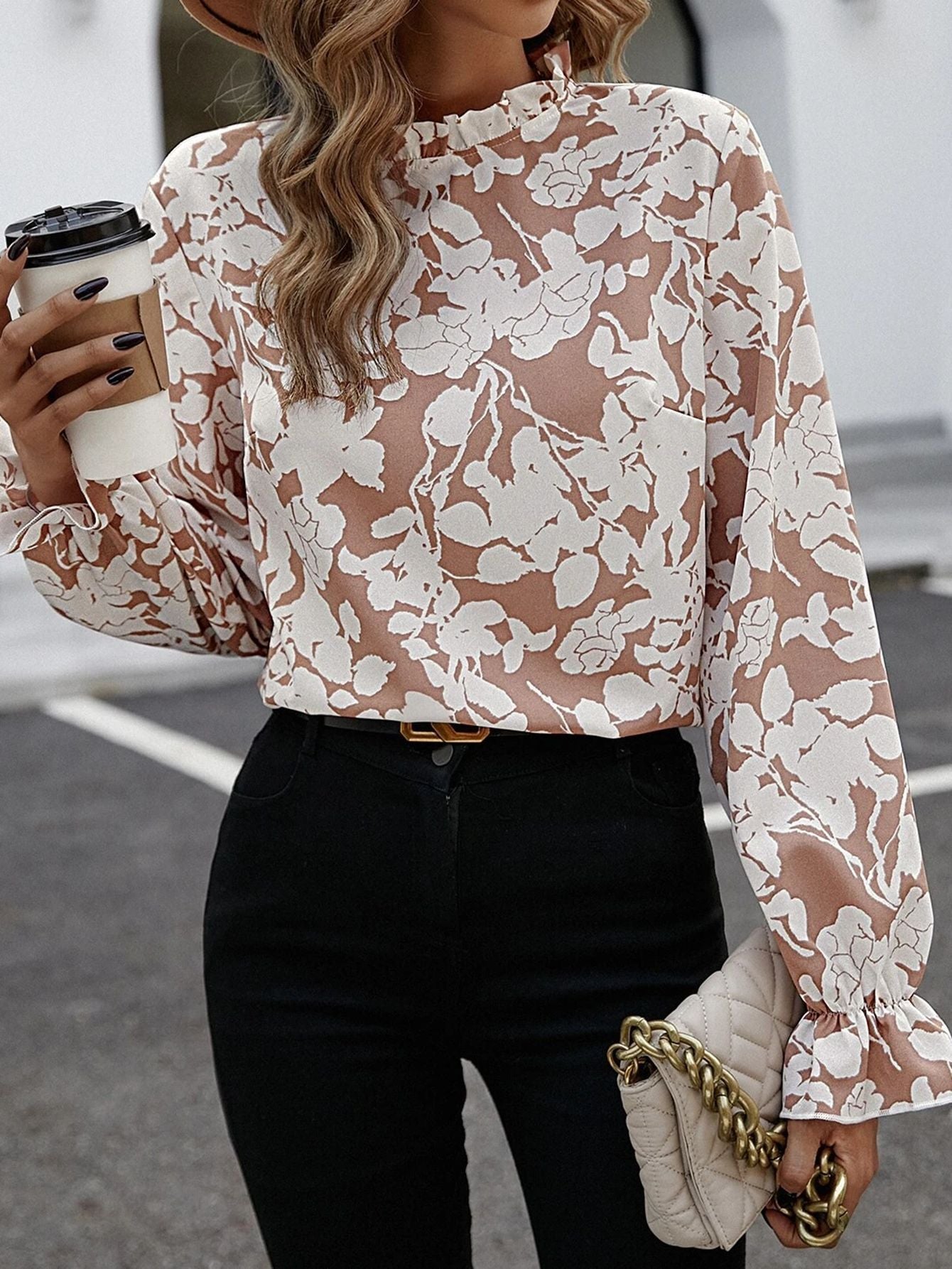 Casual Printed Button Long Sleeved Ladies Shirt - PratSN