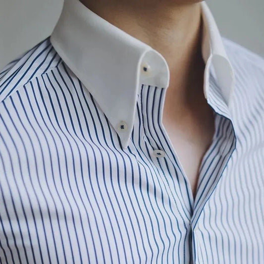 Casual Striped Shirt Men's Long Sleeve Vintage Top - PratSN