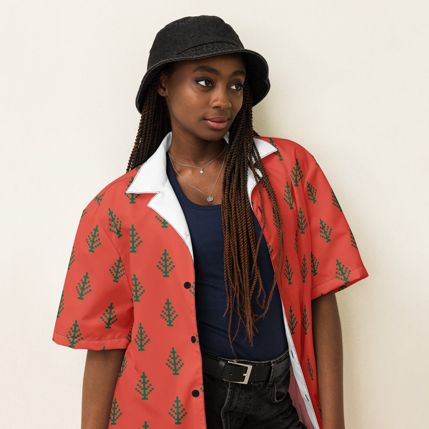 Casual Summer Shirt in Orange Red button Shirt - Unisex shirt - PratSN