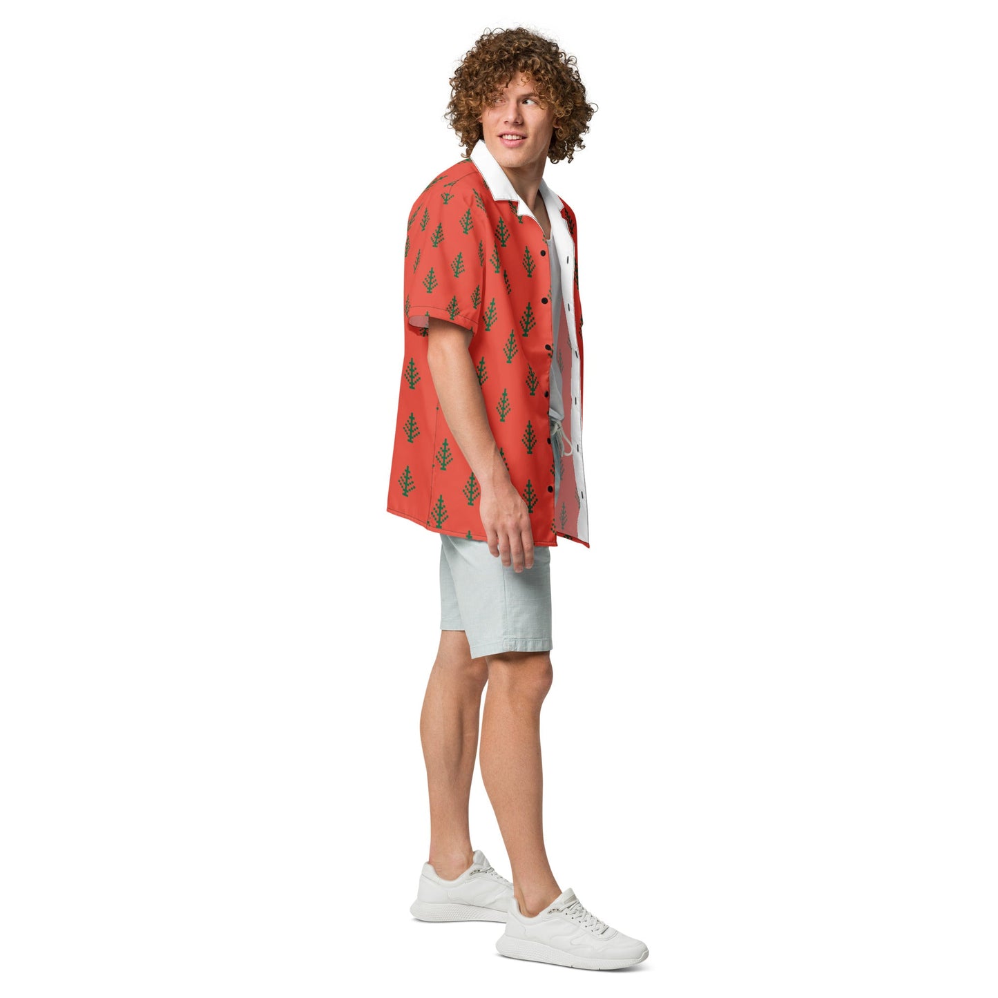 Casual Summer Shirt in Orange Red button Shirt - Unisex shirt - PratSN