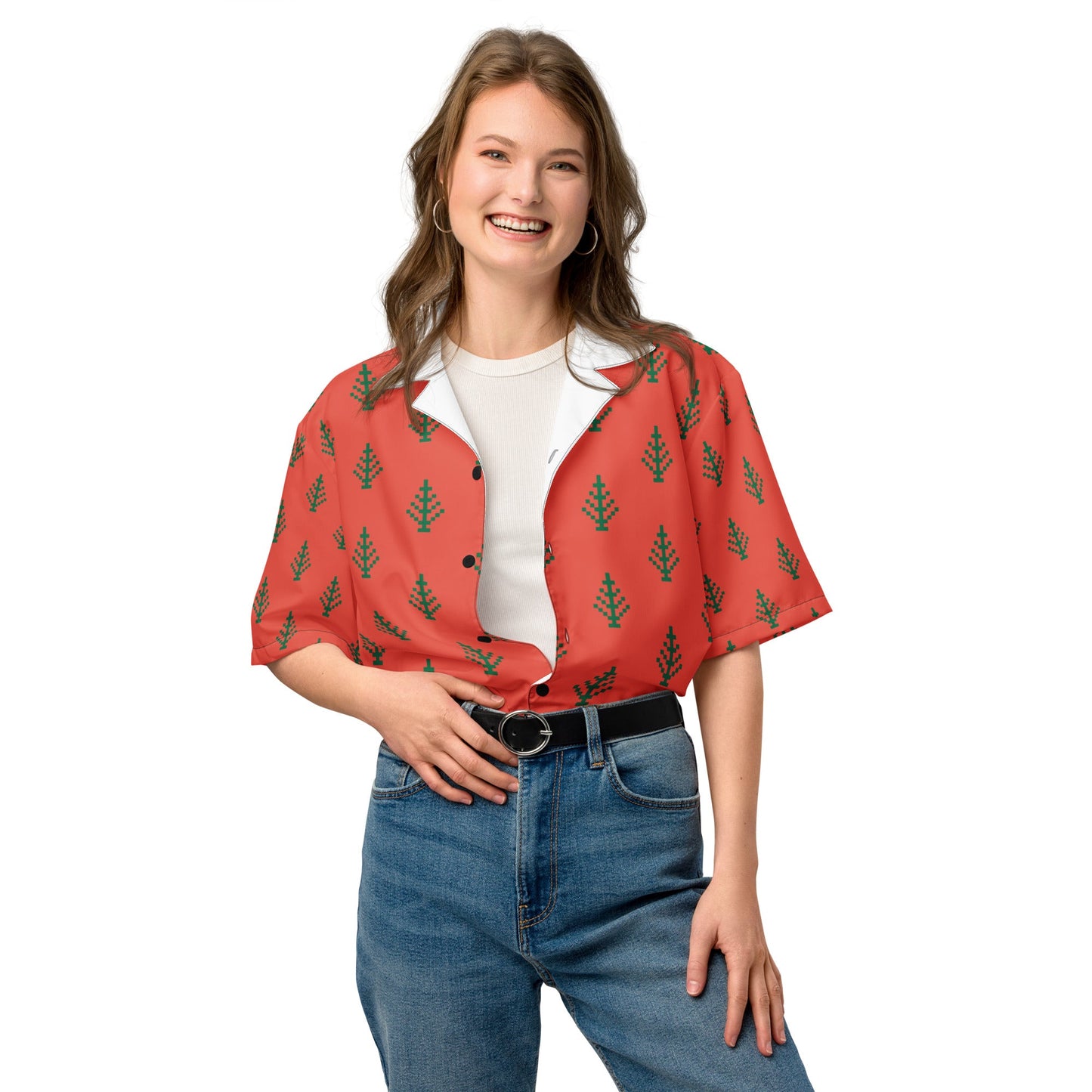Casual Summer Shirt in Orange Red button Shirt - Unisex shirt - PratSN