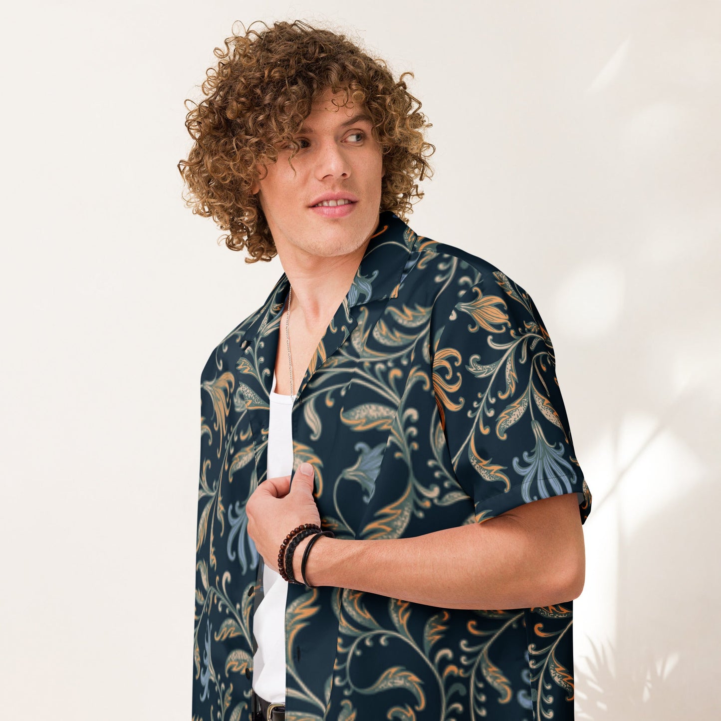 Casual Summer Shirt - Tropical Print Unisex Button - Up Shirt - PratSN