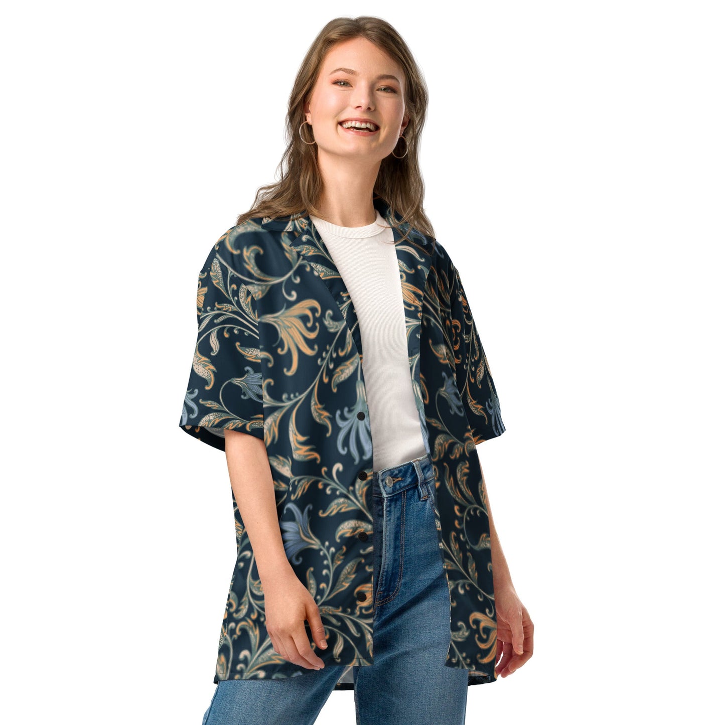 Casual Summer Shirt - Tropical Print Unisex Button - Up Shirt - PratSN