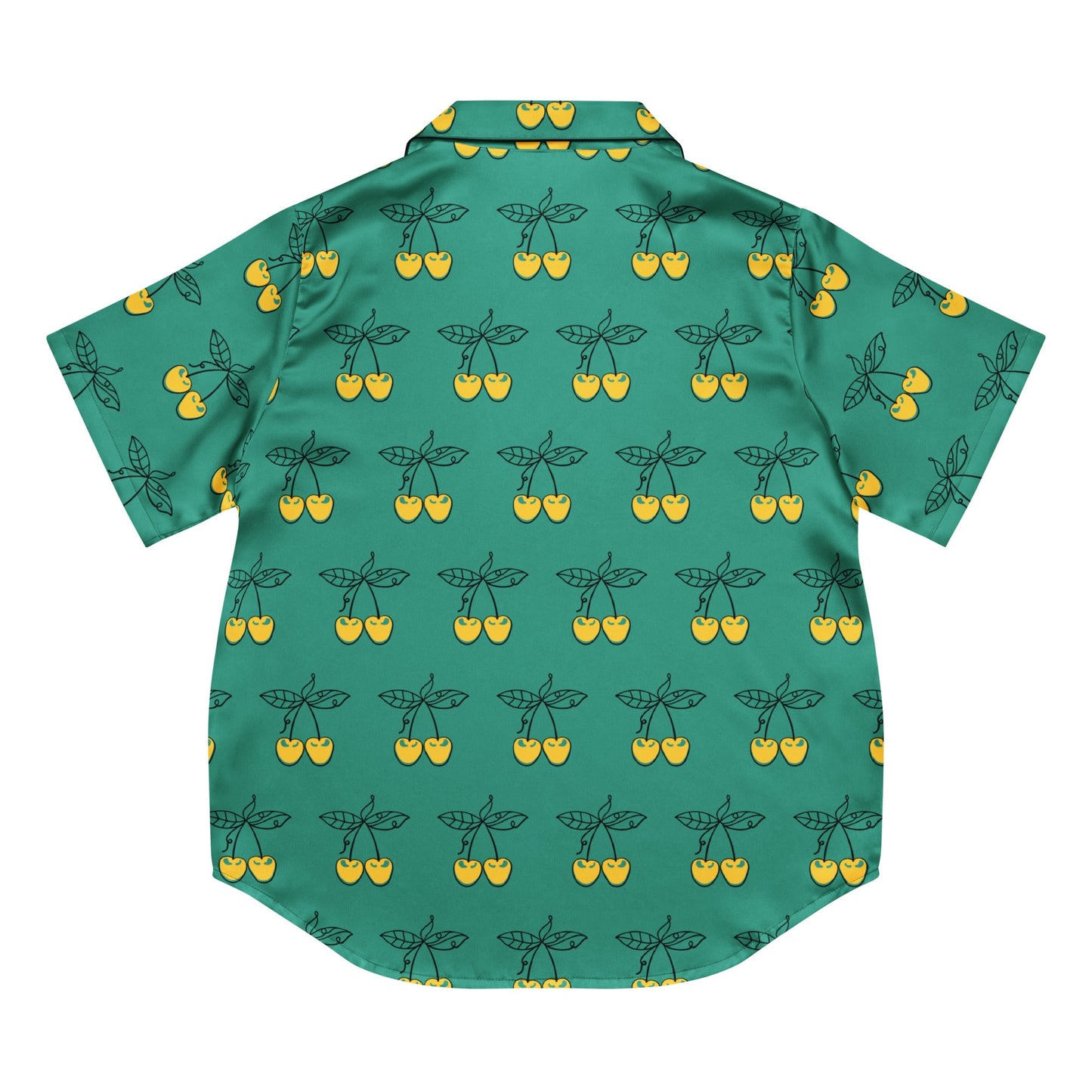 Charming Yellow Cherries Short Sleeve Pajama Top for Women in Elf Green - PratSN