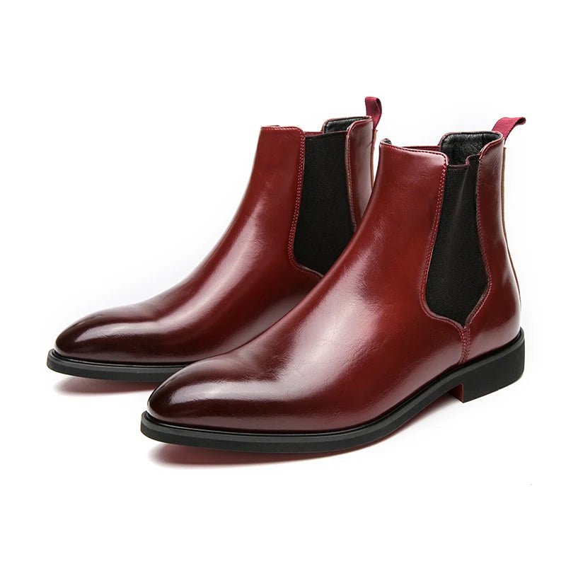Chelsea Boots for Men Red Sole Ankle Business Round Toe Slip - On Men's Boots - PratSN