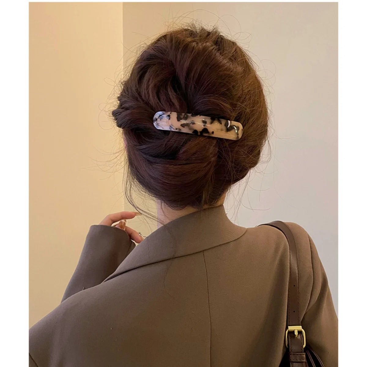 Chic French Hair Clip Glossy Elliptical Arc Spring Clip, Large Hairpin Headwear for Girls Women - PratSN