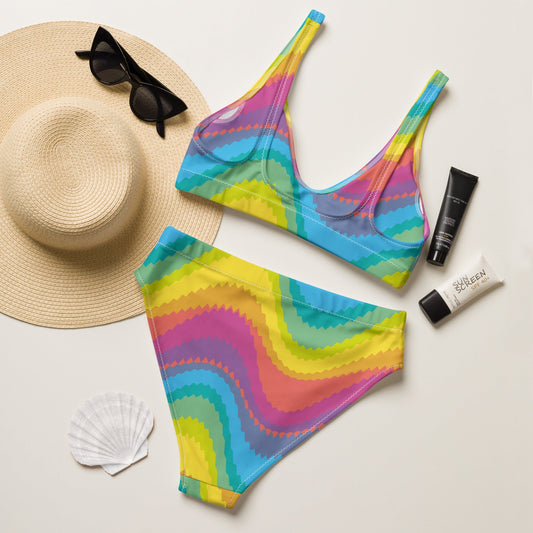 Chic Red Beachwear | High - Waisted Bikini Set | Beach Babes - PratSN