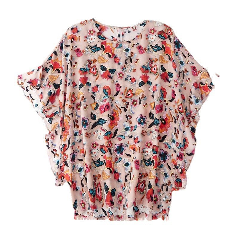 Chiffon Shirt Short - sleeved T-shirt Summer Women's Round Neck Top - PratSN