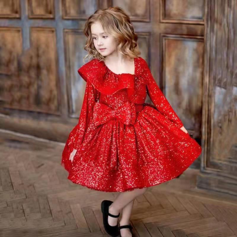 Children Girls Long Sleeve Pleated Princess Dress - PratSN