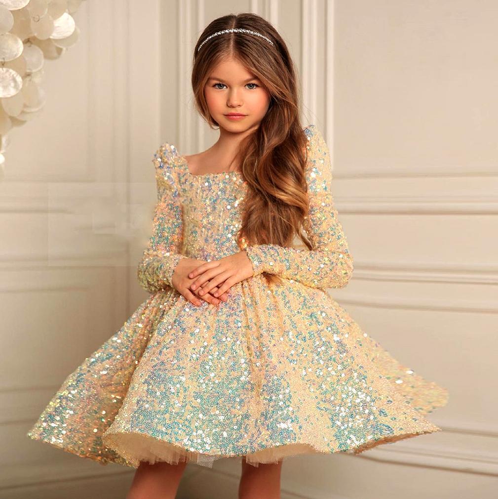 Children Girls Long Sleeve Pleated Princess Dress - PratSN