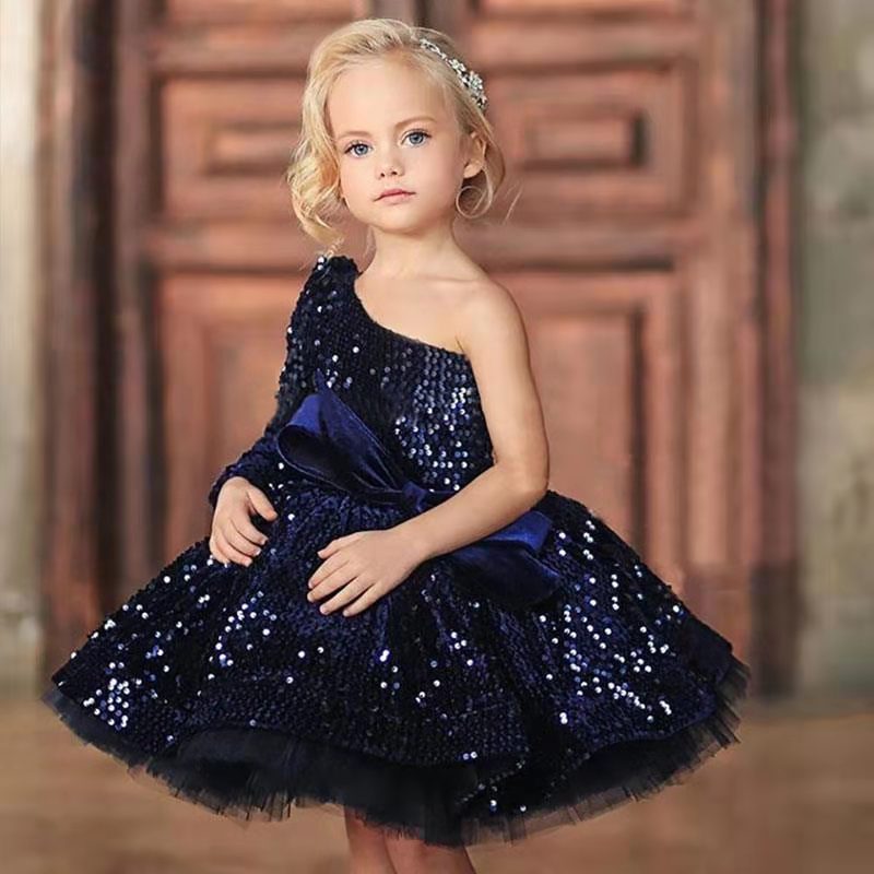 Children Girls Long Sleeve Pleated Princess Dress - PratSN