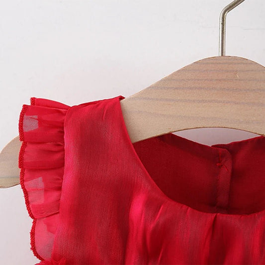 Children's clothing, girls' dress, summer new style, children's evening cloud yarn, flying sleeve princess dress, baby bow dress - PratSN