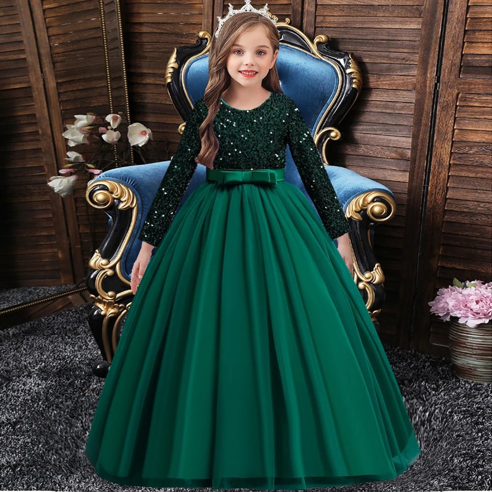 Children's dress girl sequins birthday dress princess dress little girl presenter piano performance clothes in stock - PratSN