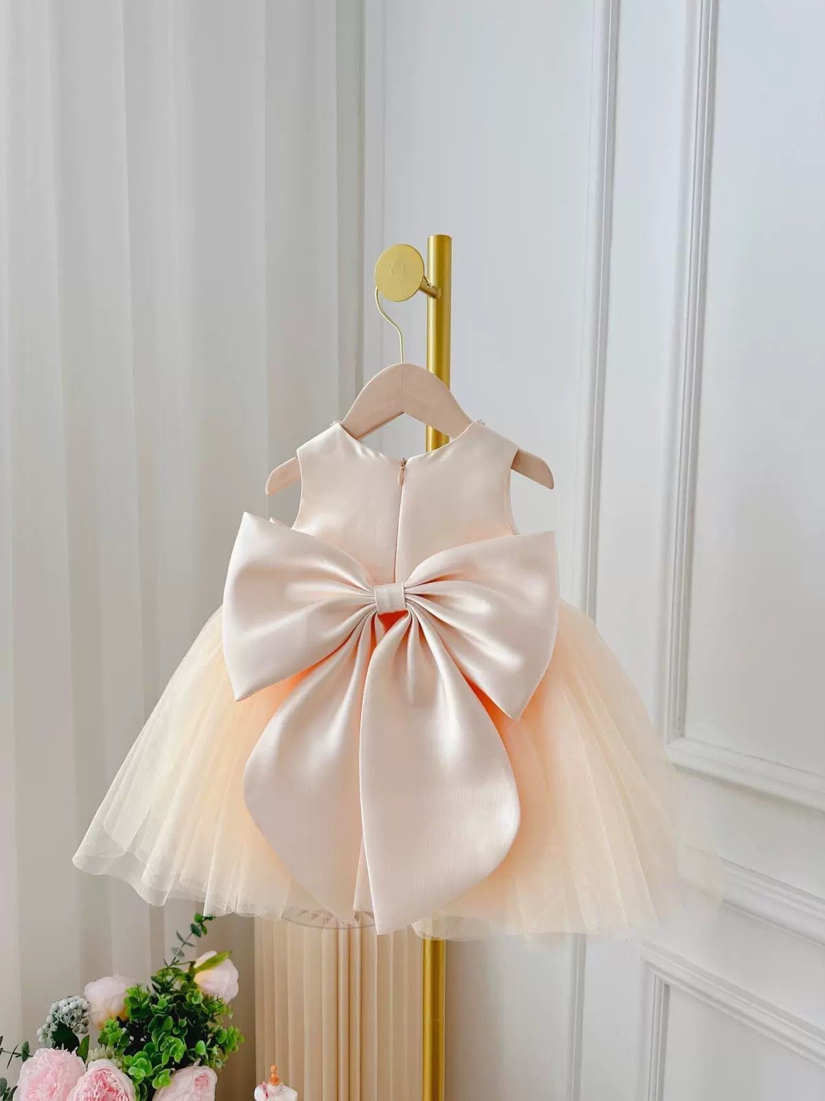 Children's Dress Girls' Summer Long - sleeve Coat Pettiskirt Champagne Big Bow High - waisted Gauzy - PratSN