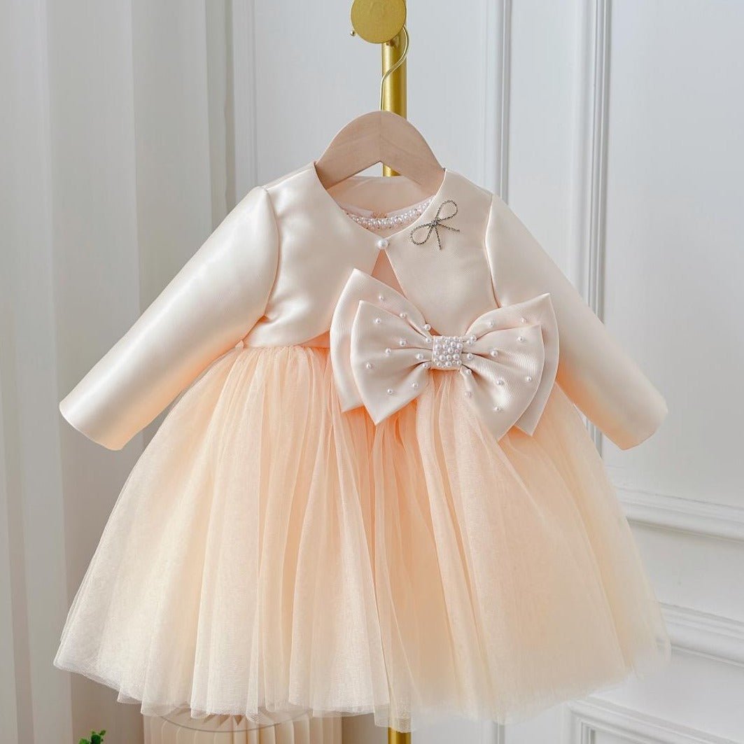 Children's Dress Girls' Summer Long - sleeve Coat Pettiskirt Champagne Big Bow High - waisted Gauzy - PratSN
