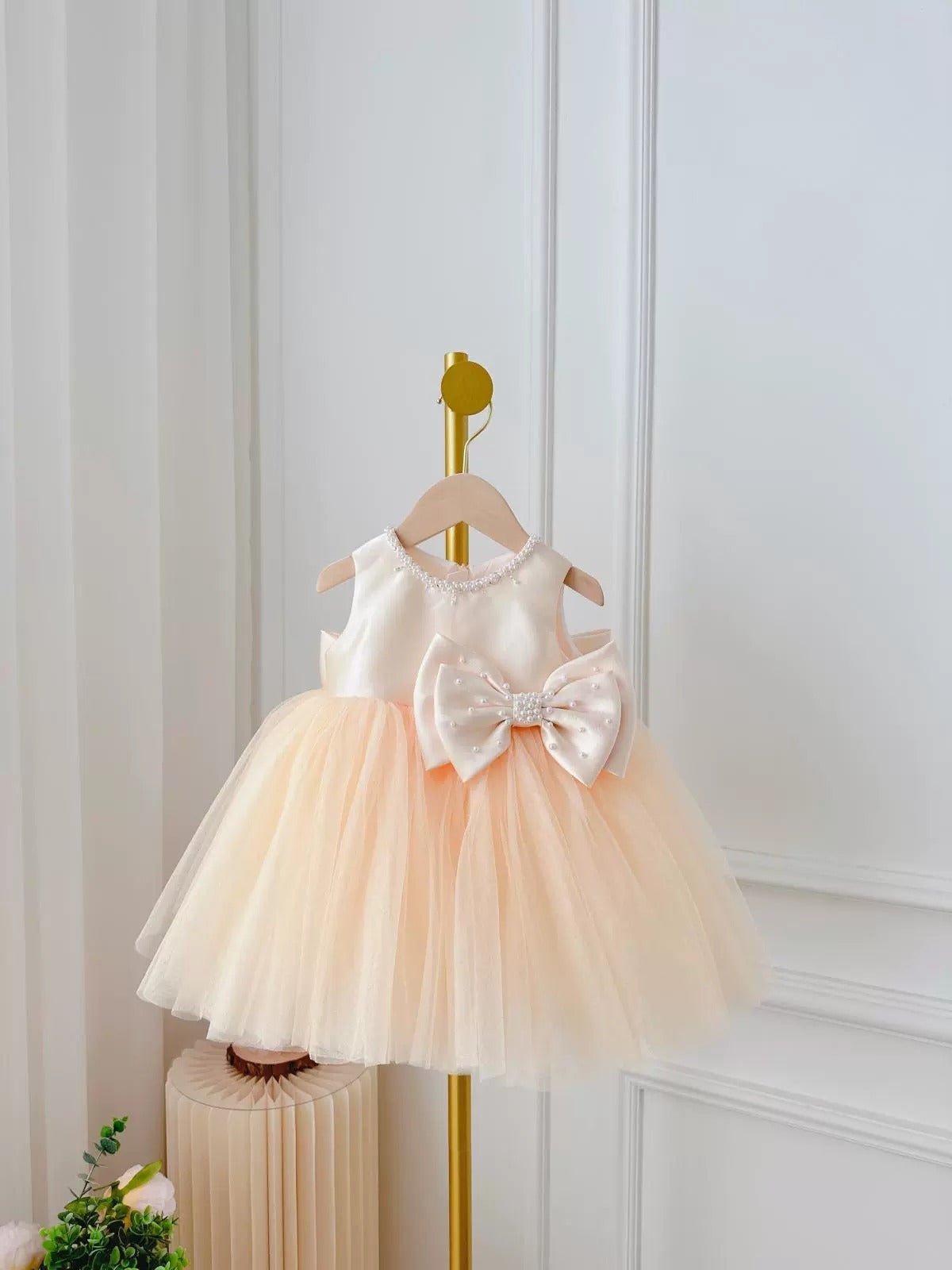 Children's Dress Girls' Summer Long - sleeve Coat Pettiskirt Champagne Big Bow High - waisted Gauzy - PratSN