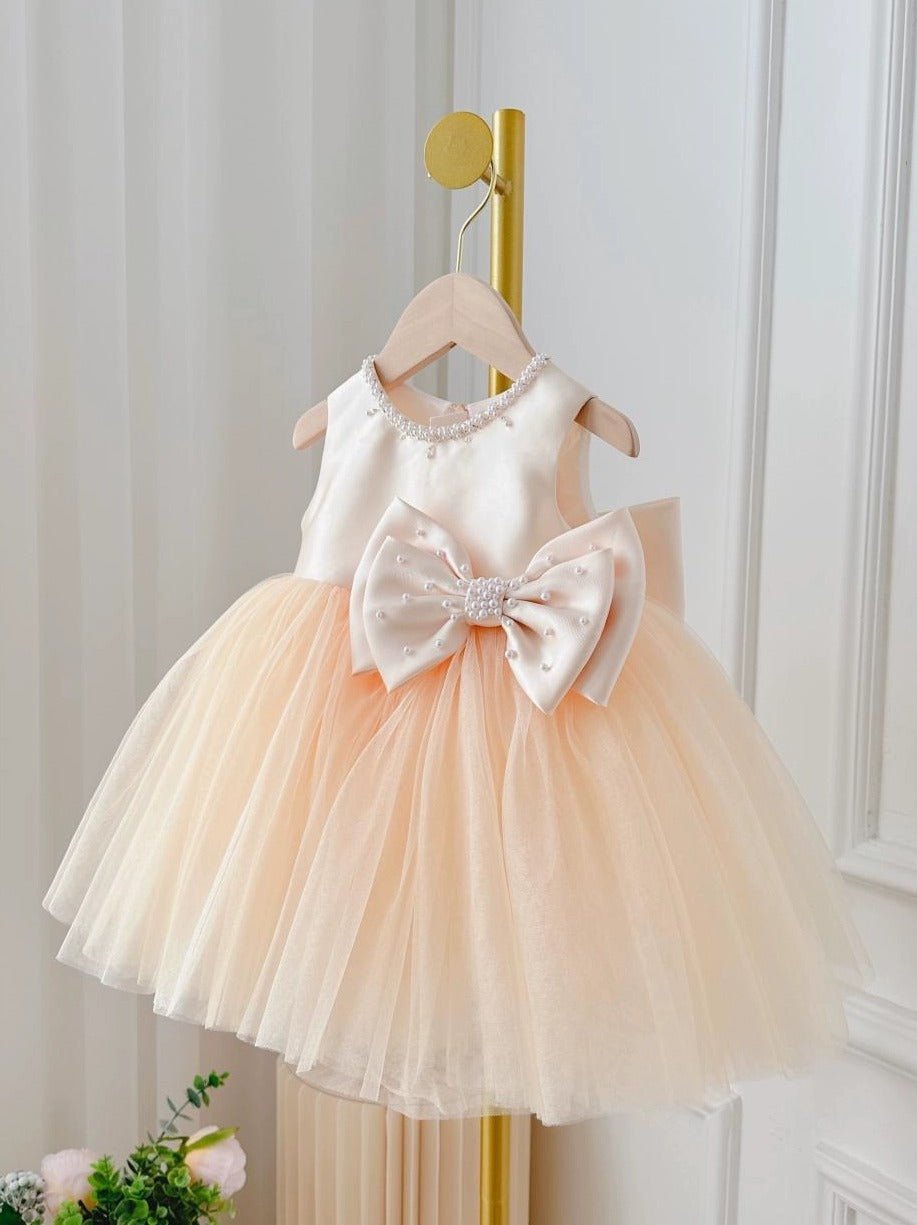 Children's Dress Girls' Summer Long - sleeve Coat Pettiskirt Champagne Big Bow High - waisted Gauzy - PratSN
