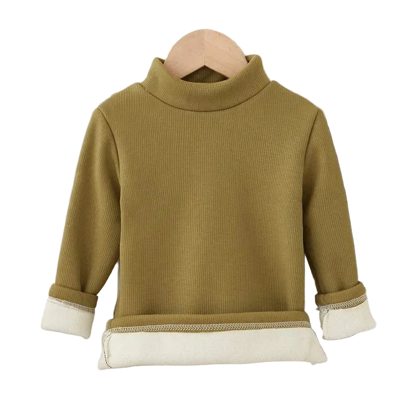 Children's Long Sleeve T-shirt Half High Collar Solid Color Versatile Stylish Top For Autumn/winter Suitable For Boys Girls - PratSN