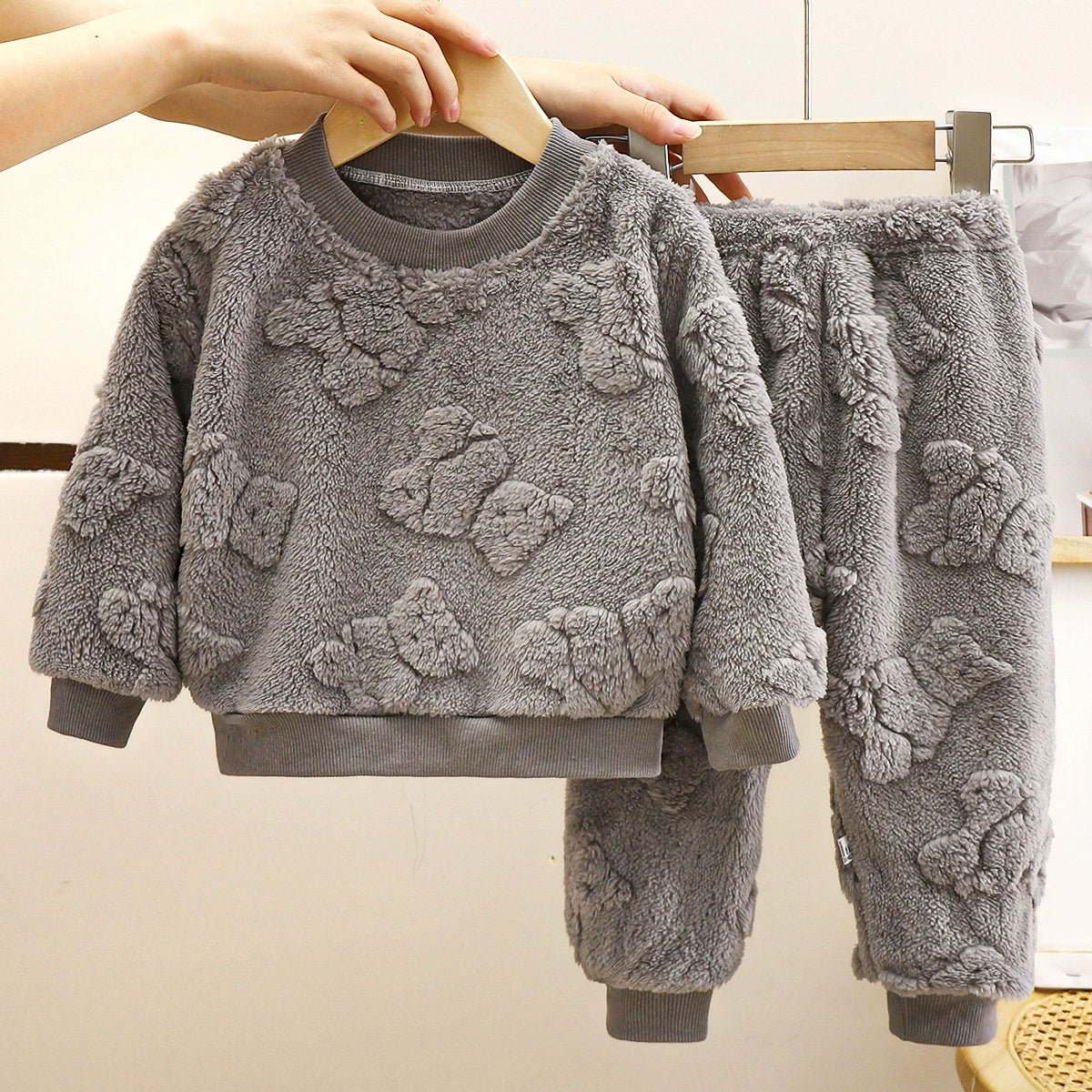 Children's Pajama Set Flannel Heattech Fall and Winter New Arrival Boy Thickened Loungewear Baby Fleece - lined Clothes Children's Clothing - PratSN