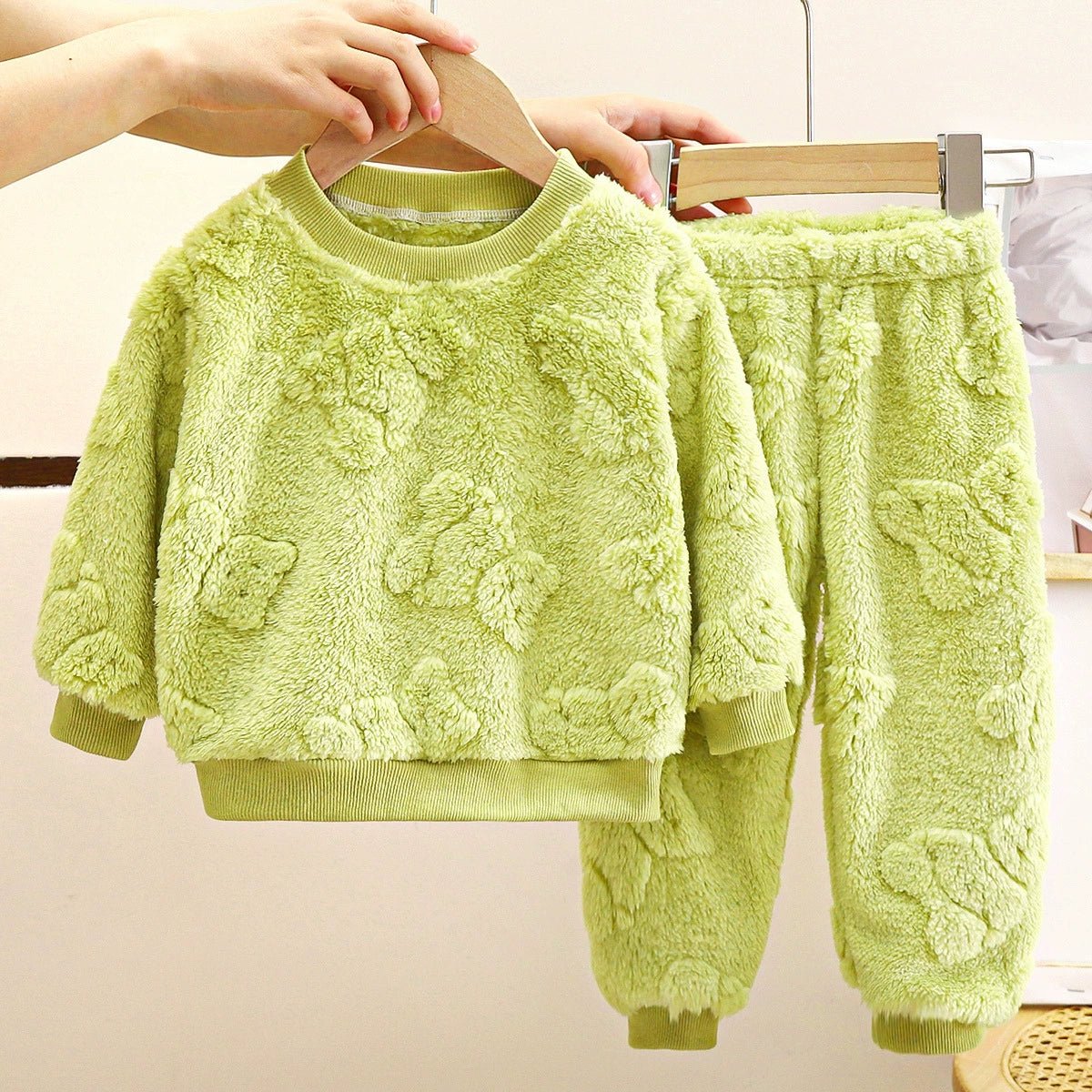 Children's Pajama Set Flannel Heattech Fall and Winter New Arrival Boy Thickened Loungewear Baby Fleece - lined Clothes Children's Clothing - PratSN