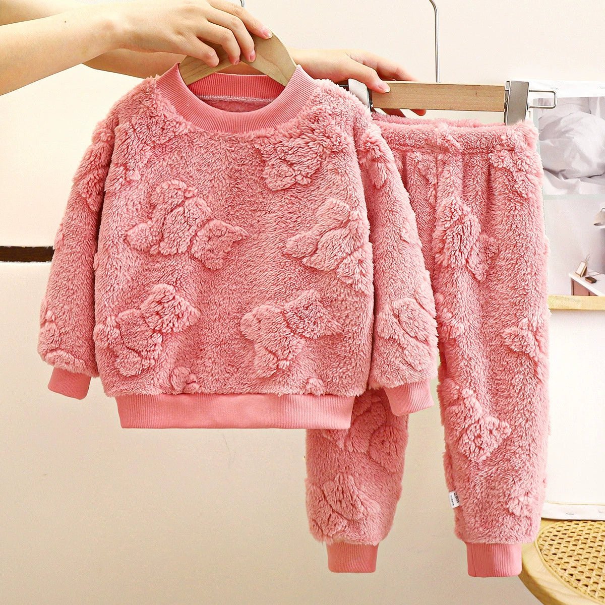 Children's Pajama Set Flannel Heattech Fall and Winter New Arrival Boy Thickened Loungewear Baby Fleece - lined Clothes Children's Clothing - PratSN