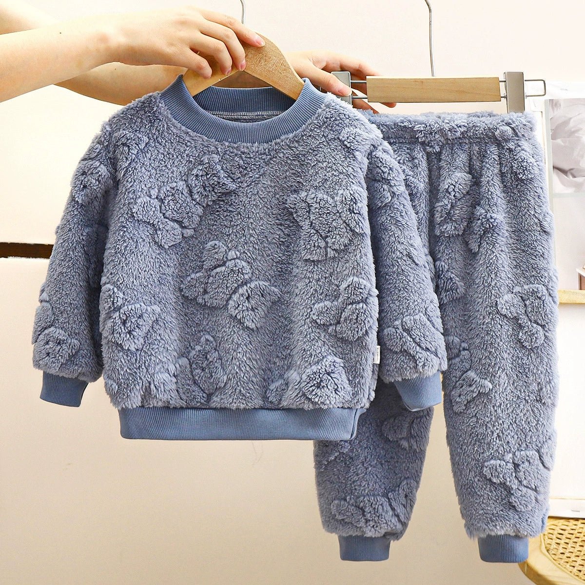 Children's Pajama Set Flannel Heattech Fall and Winter New Arrival Boy Thickened Loungewear Baby Fleece - lined Clothes Children's Clothing - PratSN