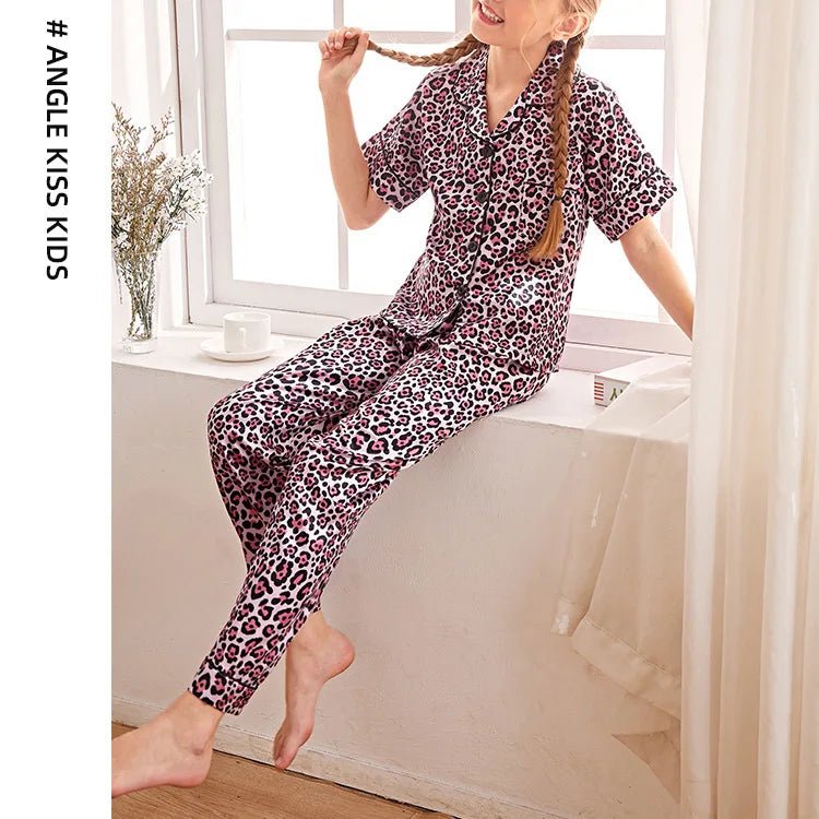 Children's Pajamas Set Summer Kids Girls Cartoon Print Sleepwear Indoor Air - conditioning Wear Suits Children Girls Home Pajamas - PratSN