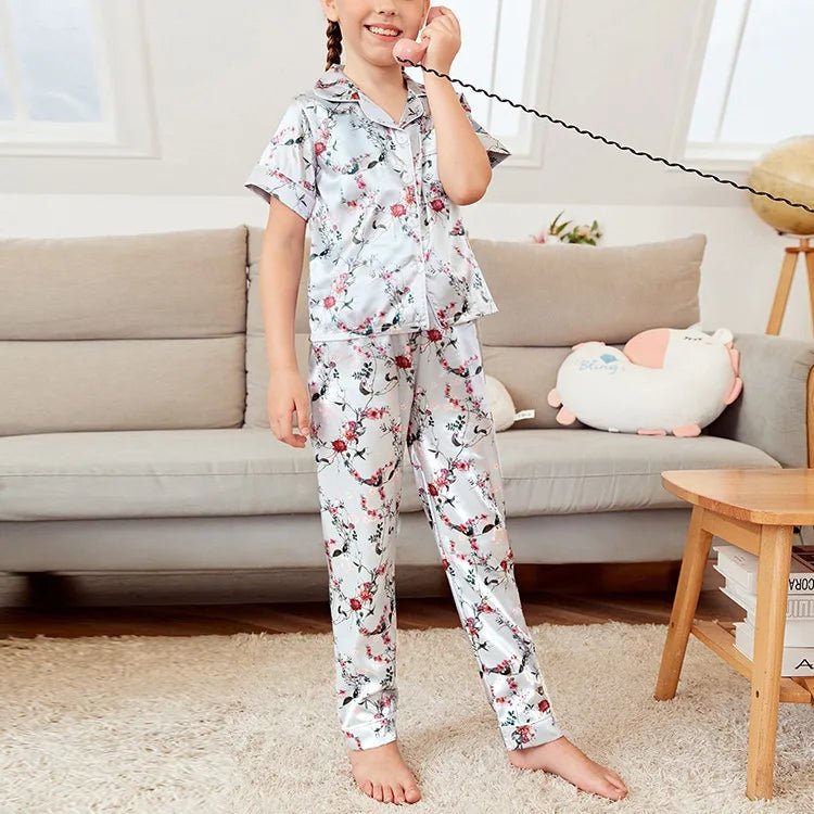 Children's Pajamas Set Summer Kids Girls Cartoon Print Sleepwear Indoor Air - conditioning Wear Suits Children Girls Home Pajamas - PratSN