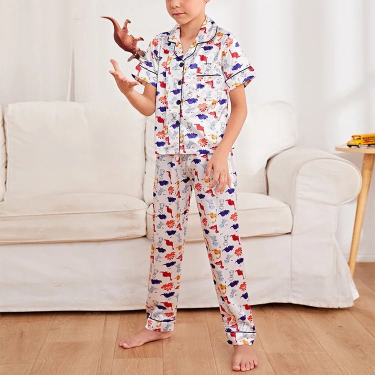 Children's Pajamas Set Summer Kids Girls Cartoon Print Sleepwear Indoor Air - conditioning Wear Suits Children Girls Home Pajamas - PratSN