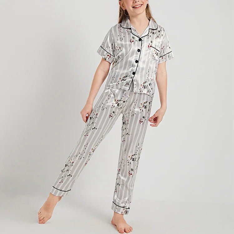 Children's Pajamas Set Summer Kids Girls Cartoon Print Sleepwear Indoor Air - conditioning Wear Suits Children Girls Home Pajamas - PratSN