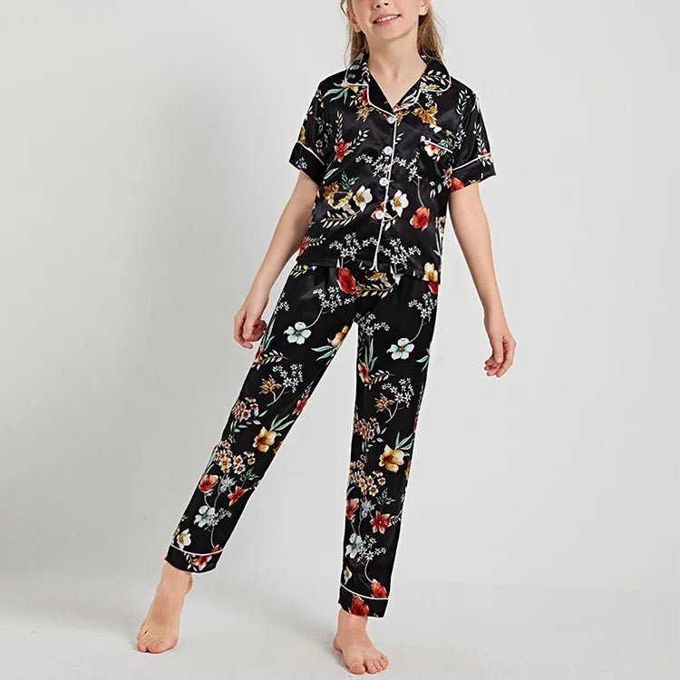 Children's Pajamas Set Summer Kids Girls Cartoon Print Sleepwear Indoor Air - conditioning Wear Suits Children Girls Home Pajamas - PratSN