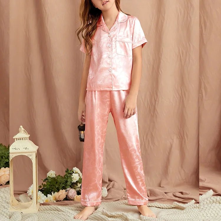 Children's Pajamas Set Summer Kids Girls Cartoon Print Sleepwear Indoor Air - conditioning Wear Suits Children Girls Home Pajamas - PratSN