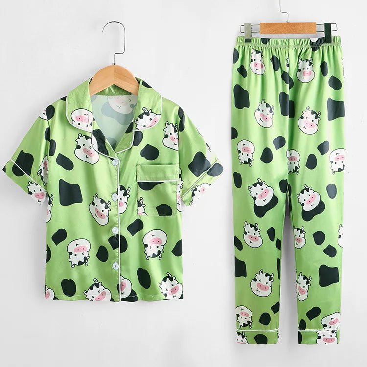 Children's Pajamas Set Summer Kids Girls Cartoon Print Sleepwear Indoor Air - conditioning Wear Suits Children Girls Home Pajamas - PratSN