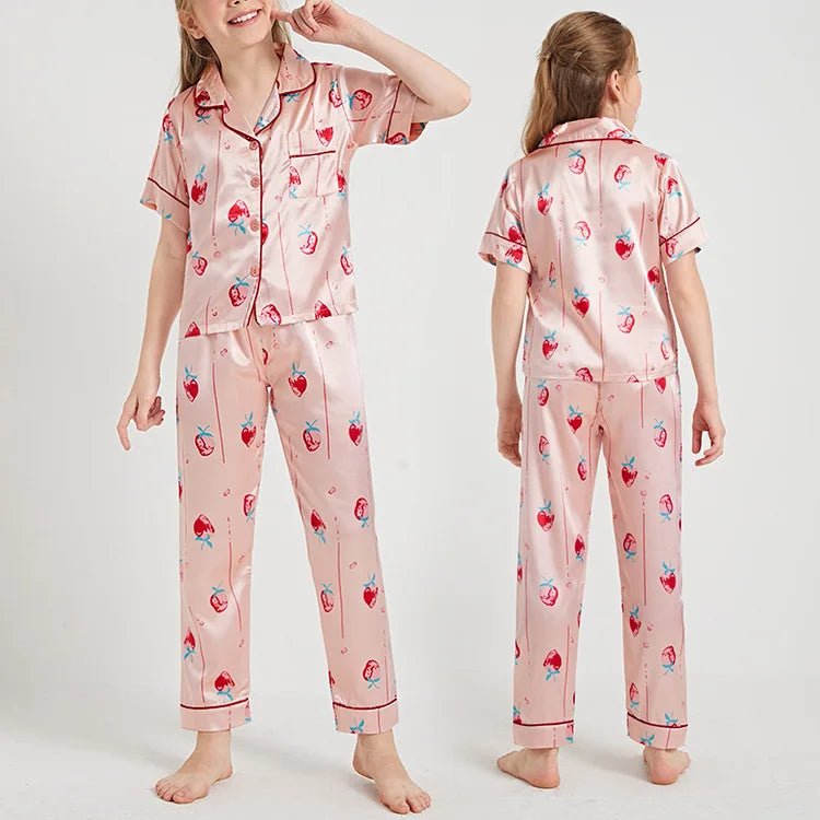 Children's Pajamas Set Summer Kids Girls Cartoon Print Sleepwear Indoor Air - conditioning Wear Suits Children Girls Home Pajamas - PratSN