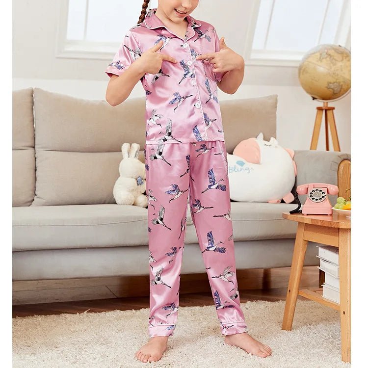 Children's Pajamas Set Summer Kids Girls Cartoon Print Sleepwear Indoor Air - conditioning Wear Suits Children Girls Home Pajamas - PratSN