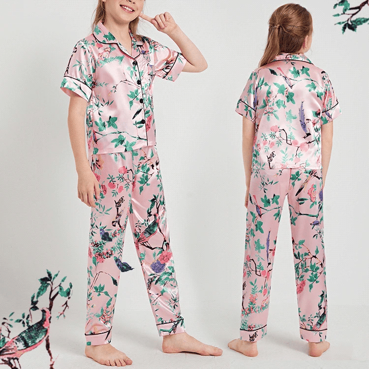 Children's Pajamas Set Summer Kids Girls Cartoon Print Sleepwear Indoor Air - conditioning Wear Suits Children Girls Home Pajamas - PratSN